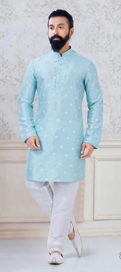 Blue color Kurta Pyjamas in Silk fabric with Thread work : 1790486