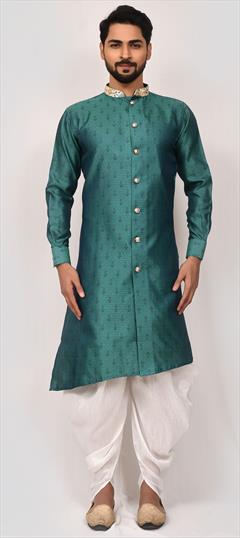 Green color Dhoti Kurta in Art Silk fabric with Weaving work : 1790596