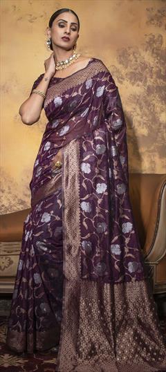 Traditional Purple and Violet color Saree in Cotton fabric with South Weaving work : 1791754