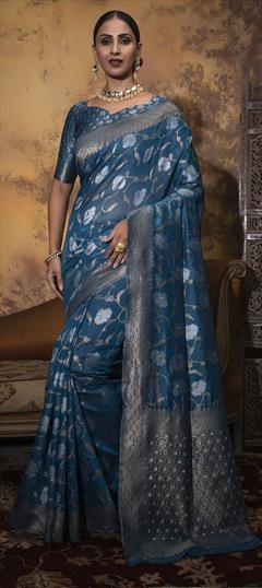 Traditional Blue color Saree in Cotton fabric with South Weaving work : 1791758