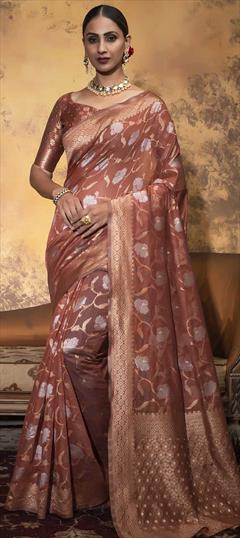 Traditional Beige and Brown color Saree in Cotton fabric with South Weaving work : 1791761