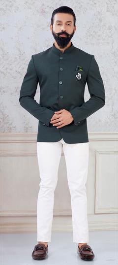 Green color Jodhpuri Suit in Imported fabric with Broches work : 1793444