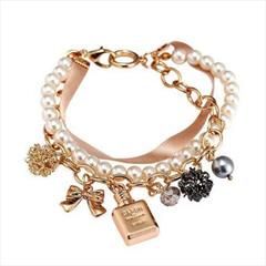 White and Off White color Bracelet in Metal Alloy studded with Pearl & Gold Rodium Polish : 1793781