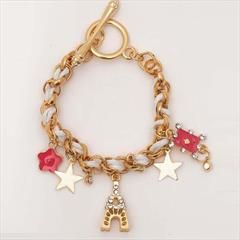 Pink and Majenta color Bracelet in Metal Alloy studded with CZ Diamond & Gold Rodium Polish : 1793782