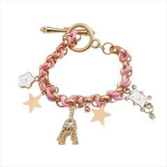Pink and Majenta color Bracelet in Metal Alloy studded with CZ Diamond & Gold Rodium Polish : 1793783