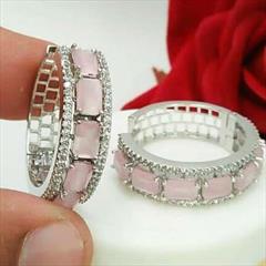 Pink and Majenta color Earrings in Metal Alloy studded with CZ Diamond & Silver Rodium Polish : 1793787