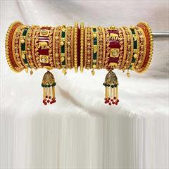 Multicolor color Bangles in Metal Alloy studded with CZ Diamond & Gold Rodium Polish : 1794494