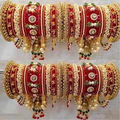 Multicolor color Bangles in Metal Alloy studded with CZ Diamond, Pearl & Gold Rodium Polish : 1794498