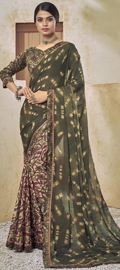 Casual, Festive, Party Wear Multicolor color Saree in Georgette fabric with Classic Printed work : 1795663