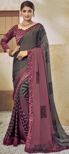 Casual, Festive Multicolor color Saree in Georgette fabric with Classic Printed work : 1795666