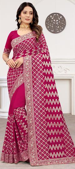 Traditional, Wedding Pink and Majenta color Saree in Art Silk, Silk fabric with South Embroidered, Thread, Zari work : 1795723