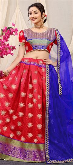 Festive, Party Wear Pink and Majenta color Lehenga in Silk fabric with A Line Weaving work : 1795776