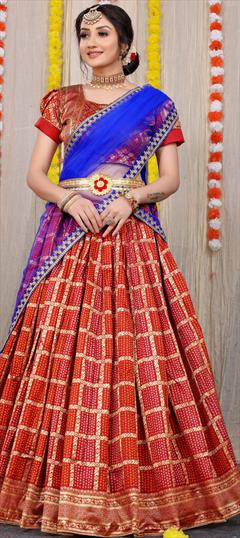 Festive, Party Wear Red and Maroon color Lehenga in Silk fabric with A Line Weaving work : 1795777