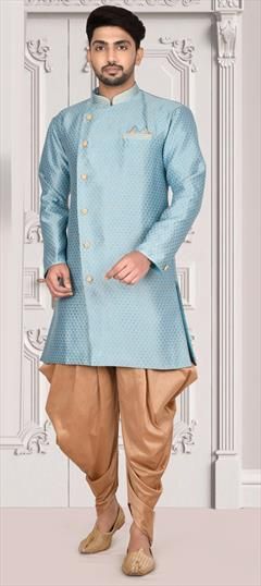 Blue color IndoWestern Dress in Jacquard fabric with Weaving work : 1796070