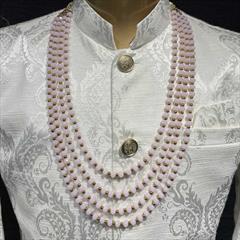 Pink and Majenta color Groom Necklace in Metal Alloy studded with Pearl & Gold Rodium Polish : 1797051