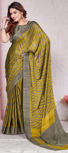 Casual, Festive Yellow color Saree in Chiffon fabric with Classic, Rajasthani Lehariya, Printed work : 1797962