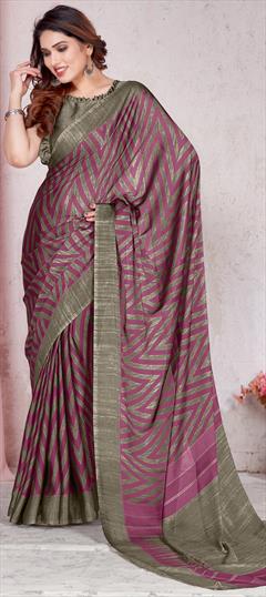 Casual, Festive Pink and Majenta color Saree in Chiffon fabric with Classic, Rajasthani Lehariya, Printed work : 1797963