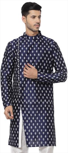 Blue color Kurta in Dupion Silk fabric with Printed work : 1798087