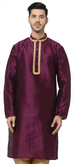 Purple and Violet color Kurta in Dupion Silk fabric with Embroidered work : 1798092