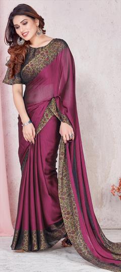 Casual, Party Wear Pink and Majenta color Saree in Chiffon fabric with Classic Floral, Printed work : 1798157