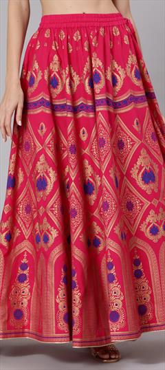 Casual Pink and Majenta color Skirt in Rayon fabric with Printed work : 1798589