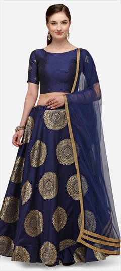 Festive, Party Wear Blue color Lehenga in Banarasi Silk, Silk fabric with Umbrella Shape Weaving, Zari work : 1799008
