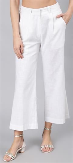 Casual White and Off White color Jeggings in Cotton fabric with Thread work : 1799179