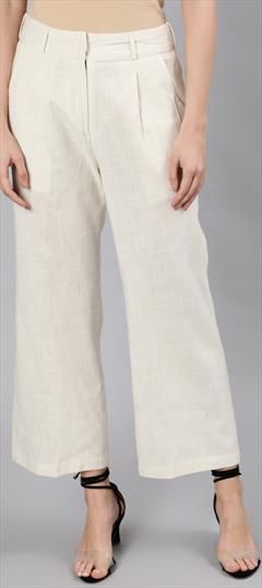 Casual White and Off White color Jeggings in Cotton fabric with Thread work : 1799181
