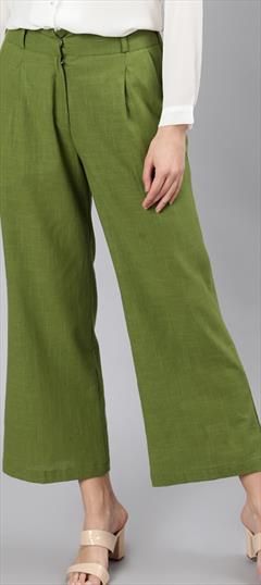 Casual Green color Jeggings in Cotton fabric with Thread work : 1799182