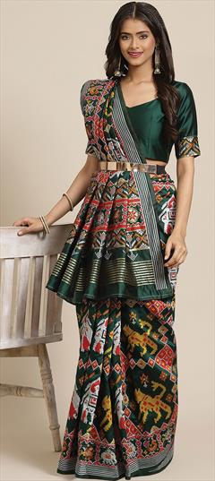 Traditional, Wedding Green color Saree in Banarasi Silk, Silk fabric with South Weaving work : 1799183
