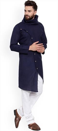 Blue color Kurta Pyjamas in Blended Cotton fabric with Thread work : 1799916