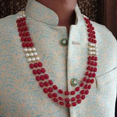 Red and Maroon color Groom Necklace in Metal Alloy studded with CZ Diamond & Enamel : 1800294