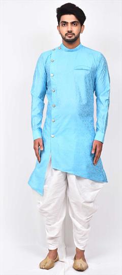 Blue color Dhoti Kurta in Jacquard fabric with Weaving work : 1800688
