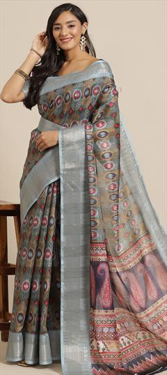Casual, Traditional Blue color Saree in Art Silk, Silk fabric with South Printed, Weaving work : 1801882