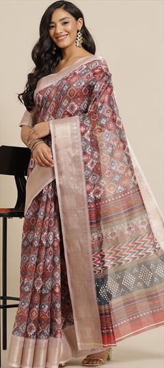 Casual, Traditional Red and Maroon color Saree in Art Silk, Silk fabric with South Printed, Weaving work : 1801884