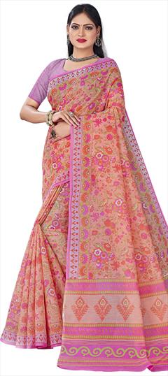 Casual, Traditional Multicolor color Saree in Cotton fabric with Bengali Floral, Printed work : 1802022