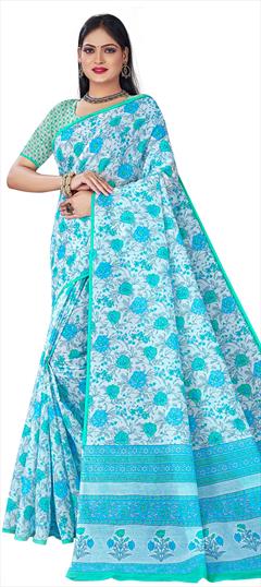 Casual, Traditional Multicolor color Saree in Cotton fabric with Bengali Floral, Printed work : 1802024