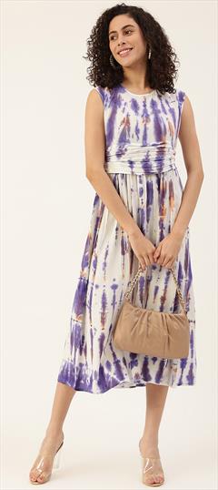 Party Wear Purple and Violet color Dress in Cotton fabric with Printed work : 1802092