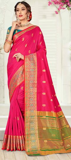 Traditional Pink and Majenta color Saree in Art Silk, Silk fabric with South Weaving work : 1802718