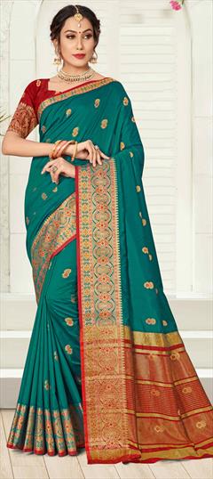Traditional Blue color Saree in Art Silk, Silk fabric with South Weaving work : 1802724