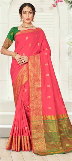 Traditional Pink and Majenta color Saree in Art Silk, Silk fabric with South Weaving work : 1802725