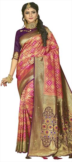 Traditional, Wedding Multicolor color Saree in Patola Silk, Silk fabric with South Stone, Weaving work : 1803741