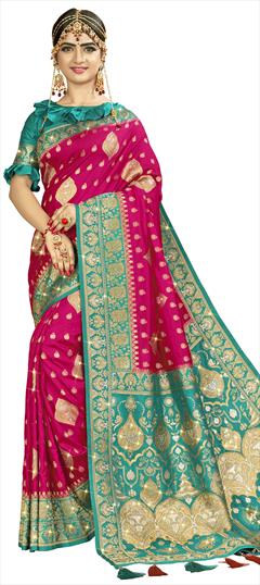 Traditional, Wedding Pink and Majenta color Saree in Art Silk, Silk fabric with South Stone, Zari work : 1803746
