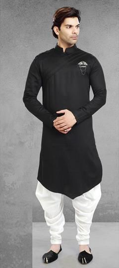 Black and Grey color Kurta Pyjamas in Art Silk fabric with Broches work : 1804364