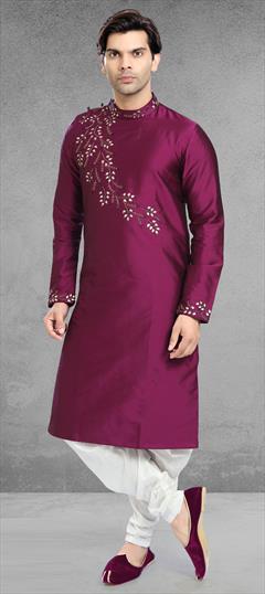 Purple and Violet color Kurta Pyjamas in Art Silk fabric with Embroidered work : 1804365