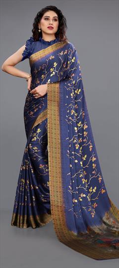 Casual Blue color Saree in Chiffon fabric with Classic Printed work : 1805475