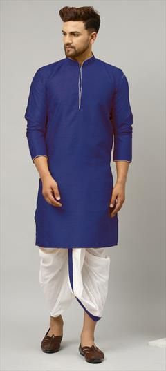 Blue color Dhoti Kurta in Dupion Silk fabric with Thread work : 1805943