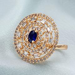 Blue color Ring in Metal Alloy studded with Austrian diamond & Gold Rodium Polish : 1806032