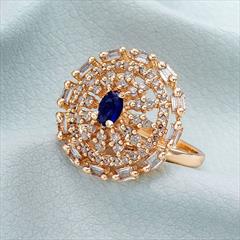 Blue color Ring in Metal Alloy studded with Austrian diamond & Gold Rodium Polish : 1806033