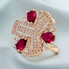 Pink and Majenta color Ring in Metal Alloy studded with Austrian diamond & Gold Rodium Polish : 1806035